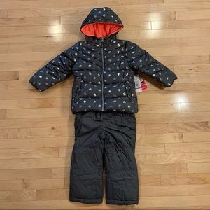New! Pink Platinum Girls Size 4 Winter Coat Jacket Snow Bibs Pants Snowsuit Set